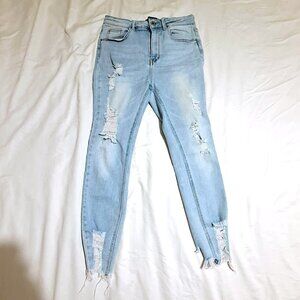 Wax Jeans womens size 7/28 regular skinny distressed stretch denim light blue